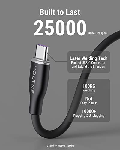 VOLTME 100 W USB C Fast Charge Cable – 6 ft E-Marker Type C to Type C Charger for Mac Book Pro 2021, i Pad Pro 2021, Galaxy S21, Pixel, & Switch – Premium Durability and Enhanced Compatibility for Rapid Power Delivery