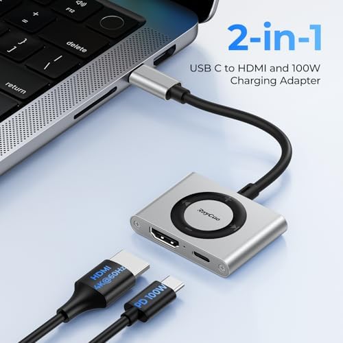 Transform Your Tech Setup with the Ray Cue 2-in-1 USB C Hub – Ultra-Fast HDMI Adapter for Vibrant 4 K@60 Hz Displays & 100 W Power Delivery – Ideal for Mac Book, i Pad, i Phone 15/16, Tablets, and Nintendo Switch – Compact Design for Effortless Home & Office Connectivity
