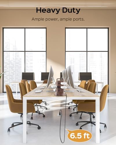 JACKYLED Power Strip Tower Surge Protector with 12 Outlets and 6 USB Ports (2 USB-C) – High-Speed Charging Station with 1050 Joules Protection, 1625 Watts, 6.5 ft Extension Cord for Enhanced Home Office Efficiency and Device Safety