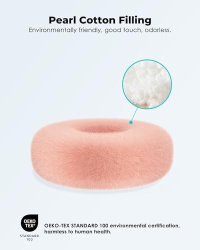 Viozon 360° Adjustable Tablet Stand Pillow in Pink – Plush Fabric Holder for 4.7″-13″ Devices, Perfect for i Pad, i Phone, Samsung, Google, and Kindle – Versatile Bedside Companion with Detachable Snack Bowl for Ultimate Comfort and Convenience