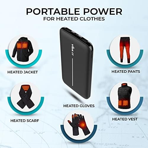 Ultra-Slim 10,000 m Ah Portable Power Bank for Heated Clothing – Fast Charging Battery Pack for Heated Vests, Hoodies, and Throws – Compatible with i Phone, Samsung, USB-C Devices – Essential Travel Charger for Warmth and Connectivity
