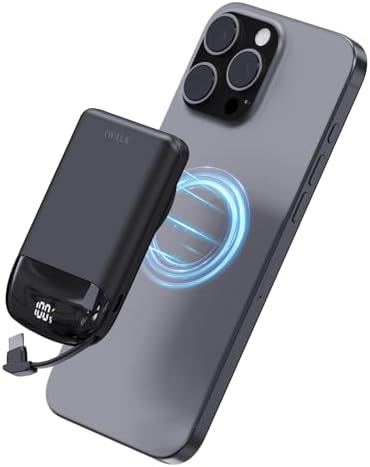 Ultra-Slim 10,000 m Ah Magnetic Power Bank – 40 W Fast Charging Mini Charger for i Phone 16/15 & Samsung Galaxy S25 – Lightweight Ergonomic Design with Built-in USB-C Cable for Seamless On-the-Go Mobile Charging – Unmatched Versatility for Daily Use and Travel Efficiency