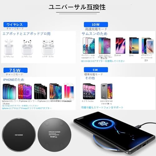 Ultra-Fast 10 W Wireless Charging Pad – Premium Multi-Device Charger for i Phone 14/13/12/11, Samsung Galaxy, Air Pods, and Huawei Mate – Sleek Anti-Slip Design with Safety Features for Home or Office Use