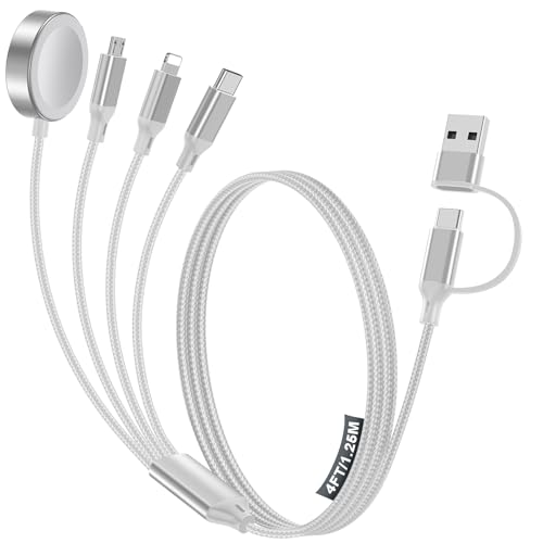 All-in-One 4-in-2 Multi-Device Charging Cable – Rapid Type-C Solution for Apple Watch Ultra, i Phone 16-11, Samsung S25-S20, i Pad, and Air Pods – Perfect for Travel, Office, and Outdoor Adventures – Compact, Durable Design for Effortless Portability and Universal Compatibility