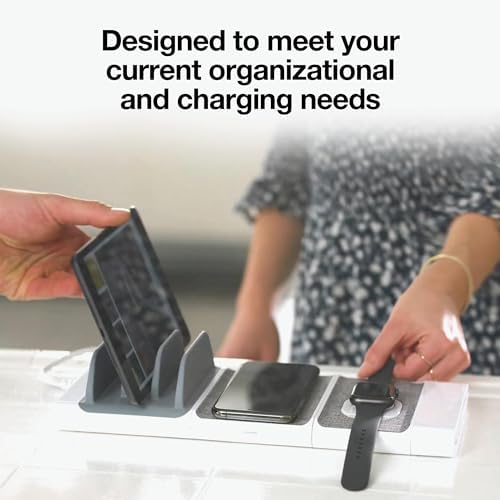 Scosche BLQP-XTSP Base Lynx Modular Qi-Certified Wireless Charging Hub – Fast, Customizable Charging Solution with Safety Features for Home and Office – Sleek Design for Effortless Device Powering and Enhanced Compatibility