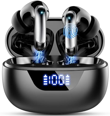 Advanced Bluetooth 5.3 Wireless Earbuds: 48-Hour Playtime, IP7 Waterproof, & Quad ENC Microphones for Crystal Clear Calls | Noise Cancelling In-Ear Headphones with LED Charging Case | Ultimate Sound Experience for Android & i OS | Ergonomic Design for Active Lifestyles