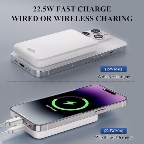 Suction-Enabled 5000 m Ah Wireless Power Bank – Ultra-Fast 22.5 W Portable Charger with USB-C for i Phone 16/15/14/13/12 & Android Devices – Sleek Blue Design for Effortless Charging on the Go