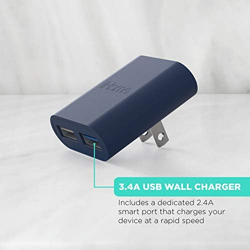 i Home 2-Port USB Wall Charger – Compact Dual Port AC Adapter for Rapid Device Charging – Flat Design for Travel & Home Use – Enhanced Compatibility with Smartphones & Tablets – Safe, High-Speed Charging Solution