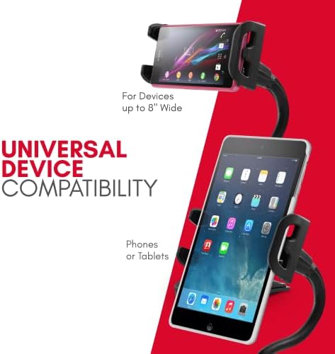 Innovative Macally Clip-On Tablet Holder | Adjustable Gooseneck Mount for Seamless i Pad, Kindle & Smartphone Use | Versatile Clamp Design for Bed, Desk, Stroller & Travel | Universal Fit with 360-Degree Rotation for Enhanced Viewing | Lightweight & Durable Tablet Stand for Effortless Mobility