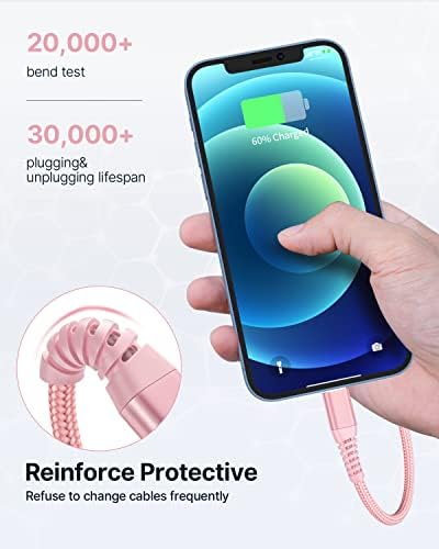 Aioneus 10 ft i Phone Charger 2 Pack – Apple Certified Lightning Cable with Fast Charging, Extra Long Nylon Braided Cord in Stylish Pink for i Phone 13, 12, 11, XS, XR, 10, 8, 7, 6 Plus – Unmatched Durability and Flexibility