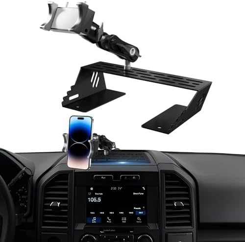 Ultimate 360-Degree Adjustable Phone Mount for Ford F150, F250 & F350 (2015-2022) – Sturdy All-Metal Base with Tool-Free Setup – Versatile Dash Holder for Safe Navigation & Hands-Free Calls – Ideal Ford Truck Accessory for All Smartphones with Smart Storage Solutions