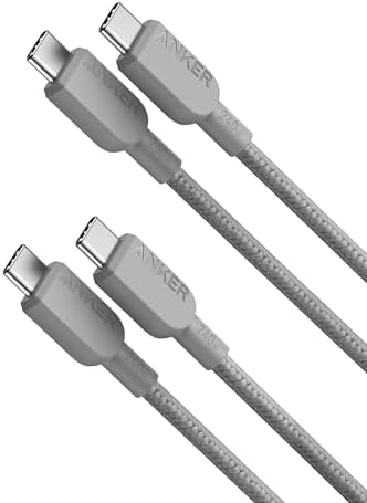 Anker 10 ft USB C to USB C Cable 2-Pack – Ultimate 240 W Fast Charging Solution for i Phone 16/15, Mac Book Pro, and i Pad Air 4 – Durable Braided Design for Enhanced Compatibility and Reliable Data Transfer – Sleek Grey Finish for Modern Tech Aesthetics