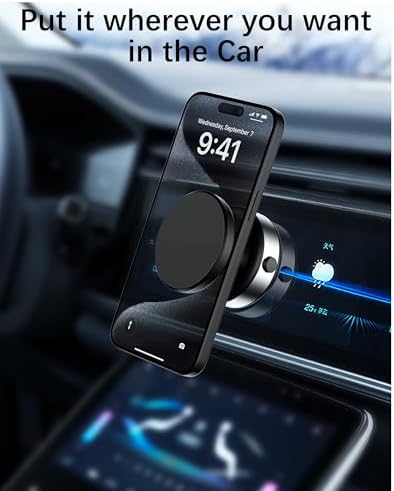 Revolutionary Electric Vacuum Suction Magnetic Phone Mount – Hands-Free 360° Rotatable Holder for Mag Safe i Phones, Perfect for Cars, Gyms, and Mirrors – Unmatched Stability and Portability (Black)