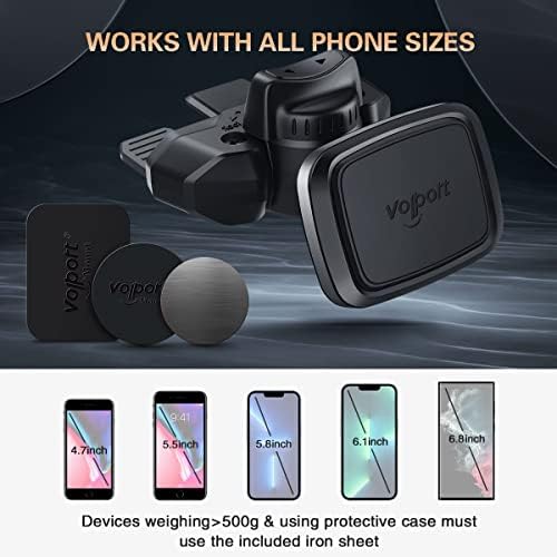 VOLPORT Universal 360° Magnetic Car Mount – Secure CD Slot Holder for Smartphones & Mini Tablets – Compatible with i Phone 15/14/13/12/11 Pro Max, Samsung & More – Enhanced Stability for Safe Driving Navigation