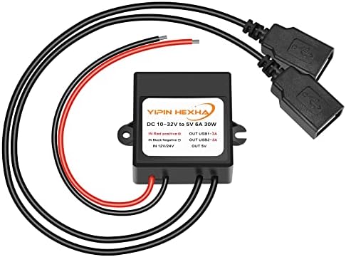 High-Efficiency 12 V/24 V to 5 V Dual USB-C Power Converter – 30 W DC-DC Step Down Module with 6 A Output for Rapid Device Charging and Universal Compatibility