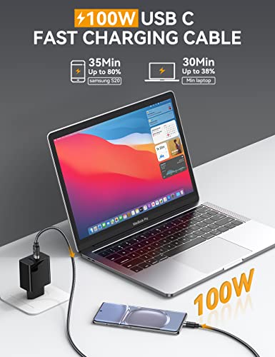 High-Powered 100 W USB C to USB C Charging Cable – i Dsonix 20 V/5 A Fast Charge Cord, 1.6 ft Length for Mac Book, i Pad Pro, and Samsung Galaxy Devices – Ultimate Compatibility and Rapid Data Transfer Solution