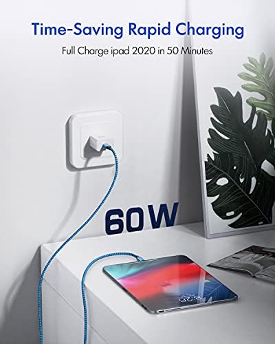 20 ft Braided USB C to C Charging Cable – Ultra-Durable 60 W Power Cord for Fast Charging, Compatible with Samsung Galaxy, Pixel, i Pad Pro/Air, Mac Book Pro/Air – Ideal for Hassle-Free Device Connectivity and Extended Reach