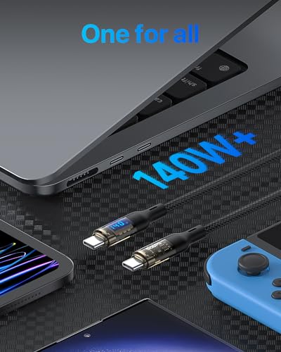 Transform Your Charging Setup with SOOPII 240 W USB C to USB C Cable – 10 ft Durable Power Cable Featuring LED Display for Fast Charging Mac Book Pro, i Phone 16/15 Pro Max, Galaxy S23 Ultra & More – High-Performance, Versatile Design for All Devices