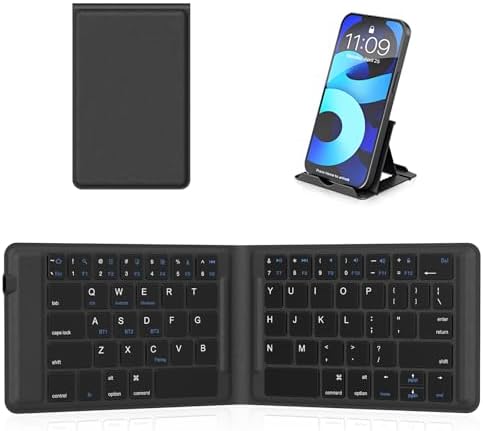 Transform Your Typing Experience with the OMOTON Foldable Bluetooth Keyboard – Portable, Multi-Device Compatible, and Rechargeable for Ultimate Convenience on i Phone, i Pad, Android, Windows, and More! Enjoy Effortless Connectivity and Ergonomic Comfort, Perfect for On-the-Go Professionals and Students.