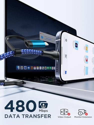 Universal 4-in-1 Multi-Device Charging Cable [2-Pack, 6.6 FT] – 60 W Fast Charging Nylon Braided Lightning & USB-C Cords for i Phone, i Pad, Samsung Galaxy, Mac Book & More – Durable & Tangle-Free Solution for Efficient Powering