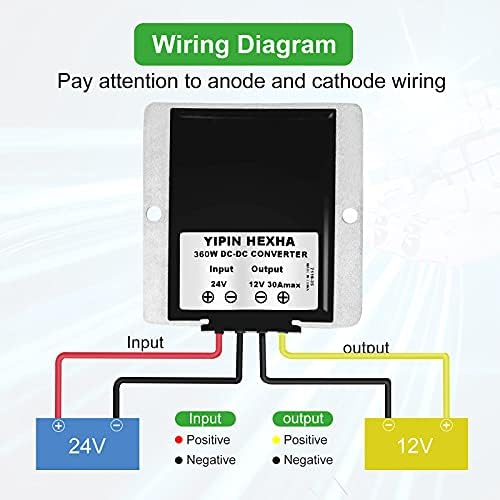 High-Efficiency 30 A Waterproof DC 24 V to 12 V Power Converter – 360 W Buck Supply for Golf Carts & Club Cars with Superior Compatibility and Streamlined Performance Solutions