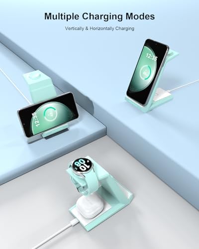 NANAMI Premium 3-in-1 Wireless Charging Station for Samsung Devices – Ultra-Fast Qi Charger Stand for Galaxy S25, S24, S23 Ultra, S22, S21, Z Flip, Fold 4, Galaxy Watch 6/5/5 Pro/4/3 & Buds 2 Pro – Sleek, Space-Saving Design for Modern Lifestyles