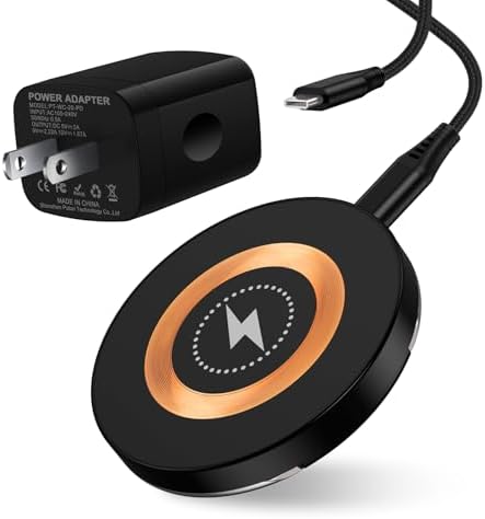 Samsung S24 Plus 15 W Fast Charging Wireless Charger Pad – Magnetic Magsafe Station for Ultimate Device Compatibility, Ideal for Samsung S25 Ultra, Z Fold 6, i Phone 16/15, and Pixel 9 Pro – Includes 20 W Type C Power Block for Enhanced Speed and Efficiency