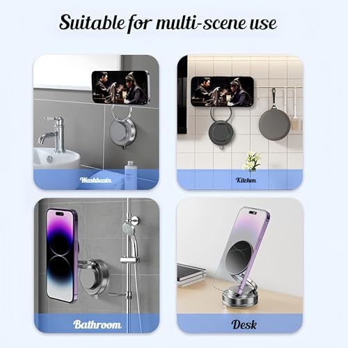 360° Rotating Car Phone Holder – Strong Suction Cup and Super Strong Magnetic Suction for Dashboard/Windshield/Air Vent – Universal Tool-Free Phone Holder for 7-inch Phones – Enhanced Compatibility and Speed