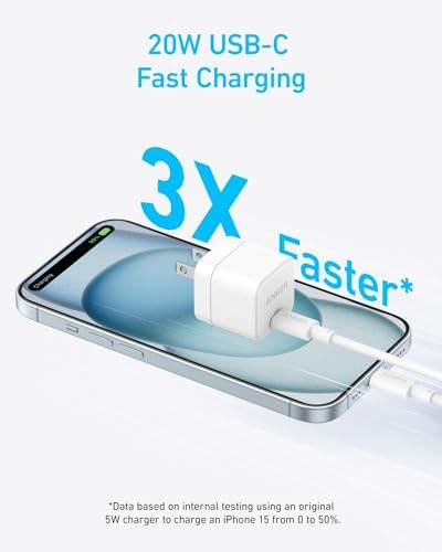 Anker Dual Pack 20 W USB-C Fast Charger Block with Cable – High-Efficiency Compact Charging Solution for i Phone 16/15, Galaxy, Pixel, i Pad Pro/Air/Mini – Safe, Portable Power Adapter for All Your Devices