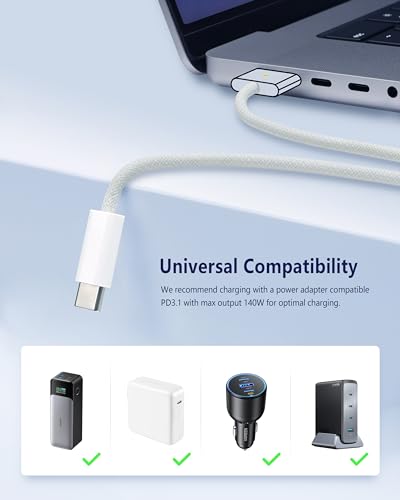 Magnetic USB-C Charging Cable (2 m) – Midnight Blue – Fast 3-in-1 Charge for Mac Book Air & Pro – Effortless Magnetic Connection, Durable Design for Ultimate Convenience – Perfect for Home & Office Use