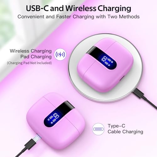 TAGRY True Wireless Bluetooth Earbuds – 60 Hours Playback with LED Battery Display, IPX5 Waterproof, Wireless Charging Case – Perfect for Sports, TV, Smartphones, and Laptops – Superior Sound Quality and Comfort for Active Lifestyles