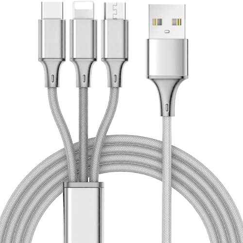 10 ft 3-in-1 Universal USB Charging Cable – Premium Gold Multi-Device Charger for Android & i OS – High-Speed, Durable Cord for Seamless Charging of Smartphones and Tablets – Essential Accessory for Home and Office Use