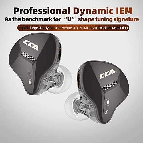 Elevate Your Audio Experience with CCA Polaris Dual Driver Wired Earbuds – Customizable In-Ear Monitors with 4 Tuning Switches & Detachable Cable for Musicians, Singers, and DJs (Gun, with Mic) – Unmatched Sound Clarity and Comfort for Professionals and Enthusiasts