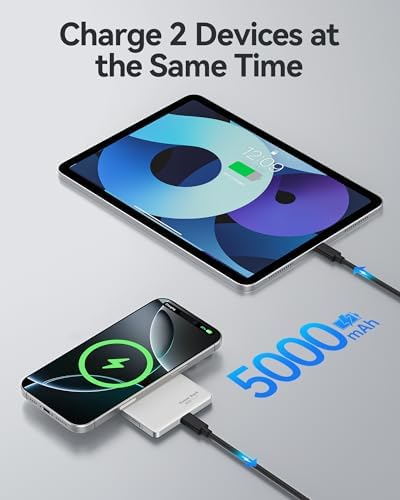 Ultra Slim 5000 m Ah Magnetic Power Bank for i Phone 16, 15, 14, 13, 12 – Qi2 Certified Portable Charger with 20 W PD Fast Charging & 15 W Wireless Capability – Lightweight Design for Effortless On-the-Go Charging – Advanced Safety Features for Device Protection