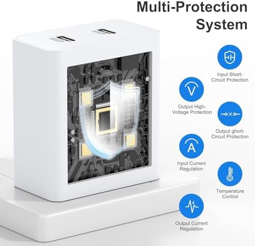 Dual USB C Power Adapter – 45 W Fast Charging Block for i Phone 16 & More, 2 Pack – Universal Compatibility Charger for i Pad Pro, Galaxy Devices & More – Compact Design for Rapid Device Charging and Enhanced Battery Life