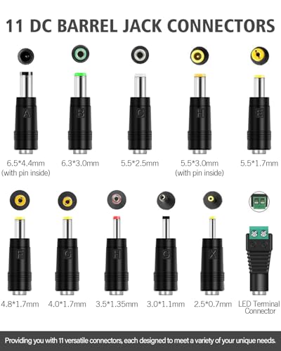 Universal USB to DC 5 V Power Cable with 11 Interchangeable Connectors – High-Speed 5.5 x 2.1 mm Charging Cord for Lightsabers, Moon Lamps, Speakers, Routers, Mini Fans, and More – Versatile 5 Volt 3 Amp Solution for All Your Electronic Devices – Compact and Durable Design for On-the-Go Charging