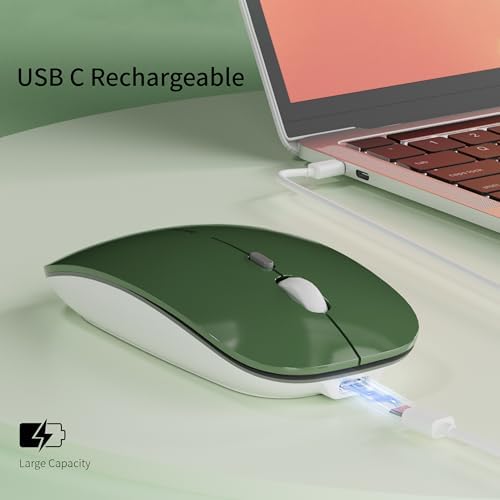 Uciefy Q5 Slim Rose Gold Wireless Mouse – Portable Optical Rechargeable Design with Silent Click, USB Receiver & Type C Adapter for Effortless PC, Laptop & Desktop Compatibility – Elevate Your Workspace with Style & Precision