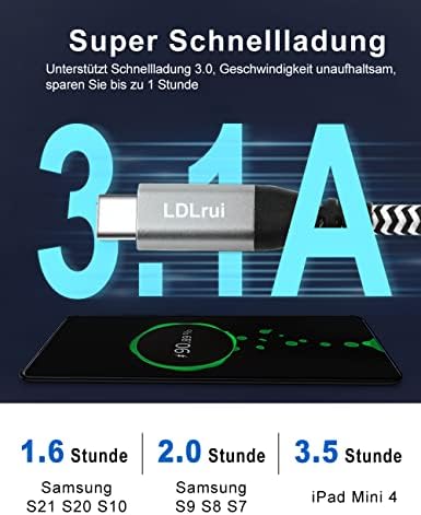 10 FT Braided USB-C Cable for High-Speed Data Transfer and Fast Charging – 10 Gbps USB 3.2 Gen 2 Type C Charger Cord Compatible with Oculus Quest 2, i Phone 16/15 Pro, Samsung Galaxy S23/S22/S21/S20, Moto G9, Pixel 8/7 – Durable and Versatile Connectivity Solution