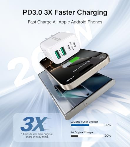 40 W USB-C Power Hub Duo: Versatile Fast Charging Station with 4 Ports for i Phone, i Pad, Air Pods & Apple Watch – Compact Travel Charger with Safety Features for Efficient Device Charging