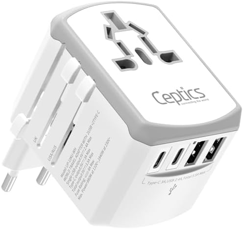 Ultimate Compact Travel Power Adapter for UK & Ireland – Dual USB & USB-C Fast Charger with 3.1 A Output – Type G Plug Converter for Seamless Global Connectivity in Hong Kong, England, Dubai, and Saudi Arabia – Safe, Efficient Design for Smart Travelers