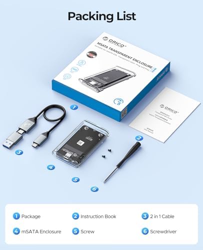 Transform Your Data Storage with ORICO USB 3.0 m SATA SSD Enclosure – Lightning-Fast 5 Gbps Transfer Speeds, Seamless Compatibility, and UASP Trim Support for Up to 2 TB SSDs – Portable Transparent Design for Effortless Access and Monitoring – Ideal External Adapter for Professionals and Personal Use