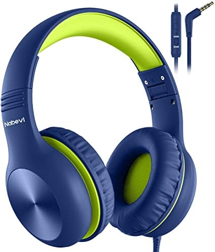 Premium Kids Over-Ear Headphones with Built-In Microphone – Safe Volume Control, Lightweight Dark Green Design for Online Learning & Travel, HD Sound Quality, Collaborative Audio Sharing Feature for Enhanced Learning Experiences