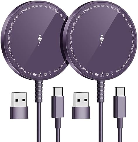 Magnetic Wireless Charging Pad for i Phone 16, 15, 14, 13, 12 & Air Pods 4-2 Pro – Ultra-Thin Aluminum Alloy Design with Strong Magnet for Secure Connection, USB-C/A Compatibility, Perfect for Desk & Travel – Elevate Your Charging Experience with Effortless Convenience and Style