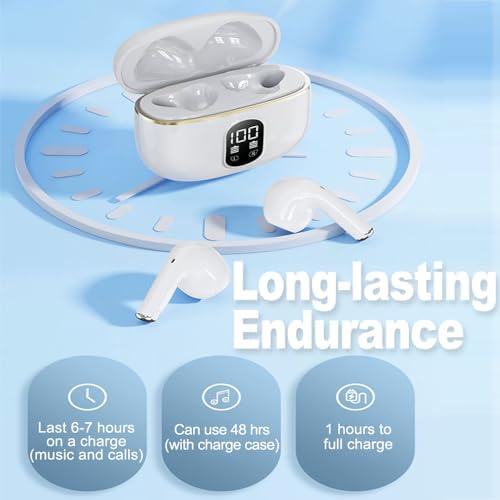 Revolutionary Waterproof Bluetooth Earbuds with HIFI Deep Bass and Smart LED Battery Display | Ultimate Hands-Free Experience for i Phone, PC & i Pad | Perfect for Active Lifestyles and Long Listening Sessions