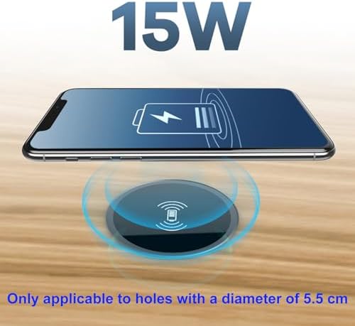 Seamless Embedded Wireless Charging Pad – Fast 15 W Desk Charger for All Qi-Compatible Devices, Perfect for i Phone 16/15/14/13/12/11/X & Samsung Galaxy S24/S23/S22/S21/S20 – Effortless Integration & Enhanced Safety Features