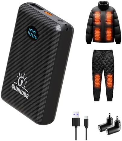 Ultimate 10000 m Ah Power Bank for Heated Vests – Versatile 7.4 V/5 V Battery Pack with DC, USB, and Type-C Outputs, Lightweight Design and LED Display for Outdoor Enthusiasts – Charge Your Devices While Staying Warm