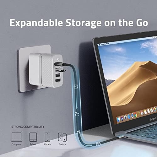 Compact Ga N USB-C Charger with 1 TB SSD & 4 K HDMI Output | 65 W Power Delivery for Mac Book, i Pad, i Phone, Samsung & Steam Deck | Versatile 3-Port Fast Charging Hub for Travel | Worldwide Voltage Compatibility & Enhanced Data Storage Solutions