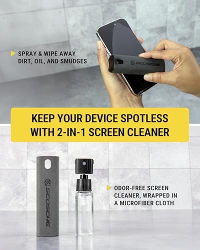 Scosche UH2WDEXCLN Universal Hands Free Phone Mount for Car Windshield/Dashboard, Suction Cup Cell Phone Holder with 360° Rotation, Includes Screen Cleaner, Stand Compatible with iPhone and Android – Enhanced Compatibility and Speed