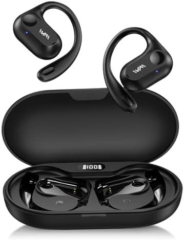 Beige Wireless Bluetooth 5.3 Open Ear Sports Earbuds – Ultra-Light Air Conduction Headphones with 30-Hour Battery Life, Enhanced Bass, and Secure Fit for Active Enthusiasts – Ideal for Running, Workouts, and Effortless Calls