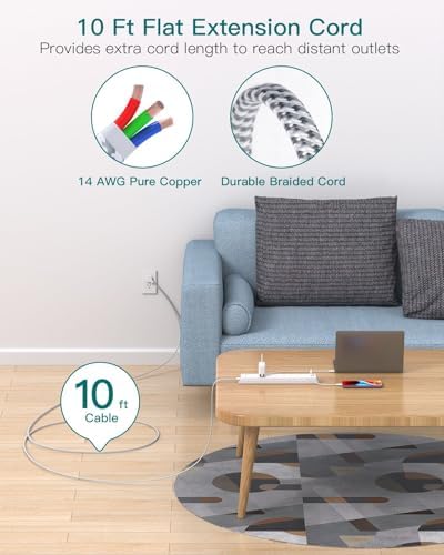 Ultimate Power Strip Surge Protector with Dual USB-C Ports – 6 Outlet Multi-Plug Extension Cord for Efficient Charging in Home, Office, or Dorm – Flat Plug Design with 5 ft Cord and 900 J Surge Defense for Enhanced Device Safety